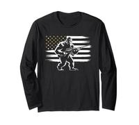Flag De American Bigfoot T -Shirt Sasquatch Patriotic Manga Larga