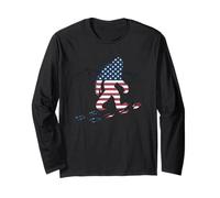 Flag De American Bigfoot T -Shirt Sasquatch Patriotic Manga Larga