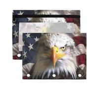 Flag Eagle - Estuche transparente para carpetas de 3 anillas, con ventana para lápices, con cremallera, paquete de 2, b, one sizex2, Organizador de bolsas