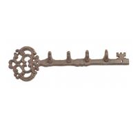 FLAG EMOTES Wall Mount 4 Hanger Coat Hook Rack Antique Skeleton Key Design 12.25"""" Cast Iron