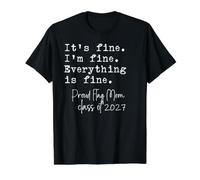 Flag Mom Its Fine Im Fine Proud Senior Mom 2027 Divertido Camiseta gráfica económica, Hombre, Negro, M