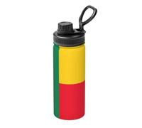 Flag of Benin - Hervidor deportivo aislado de 18 onzas, botella de agua para bebidas frías y calientes, perfecta para viajes, senderismo, camping