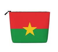 Flag of Burkina Faso - Bolsa de maquillaje de una sola capa de lino sintético resistente al agua con cierre de cremallera para tus necesidades diarias o de viaje, Black, Talla única