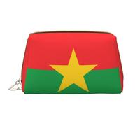 Flag of Burkina Faso - Bolsa de maquillaje portátil de piel para cosméticos, artículos de tocador y artículos esenciales diarios, White, Talla única