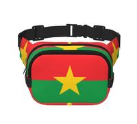 Flag of Burkina Faso - Riñonera cuadrada de doble capa con correa ajustable para actividades al aire libre, color negro, talla única, Black, Talla única