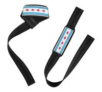 Flag Of Chicago Illinois - Correas de elevación acolchadas de neopreno de 26 pulgadas, par de correas de gimnasio para levantamiento de pesas, culturismo, levantamiento de potencia, entrenamiento de