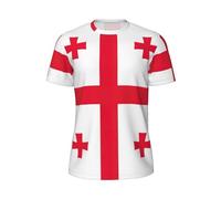 Flag of Georgia - Camisetas de secado rápido para hombre, camisetas atléticas que absorben la humedad, camisas de gimnasio de manga corta para entrenamiento, Negro, M