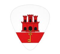 Flag of Gibraltar - Púas de guitarra (12 unidades, grosor surtido, 0,46 mm, 0,71 mm, 0,96 mm, grosor mediano, fino, pesado, estilo celuloide, para guitarra acústica y ukelele)