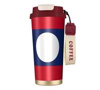 Flag of Laos - Botella de agua con tapa con pajilla, acero inoxidable, boca ancha, aislada, a prueba de fugas, para mujer, color rojo