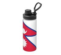 Flag of Nepal - Hervidor deportivo aislado de 18 onzas, botella de agua para bebidas frías y calientes, perfecta para viajes, senderismo, camping