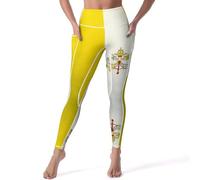 Flag of The Vatican City - Pantalones de yoga para mujer con bolsillos, elásticos, cintura alta, leggings para descansar, Estilo blanco, M
