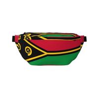Flag of Vanuatu - Riñonera cruzada versátil para hombres y mujeres con bolsillos con cremallera, ideal para viajes, correr, color negro, talla única