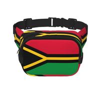 Flag of Vanuatu - Riñonera cuadrada de doble capa con correa ajustable para actividades al aire libre, color negro, talla única, Black, Talla única