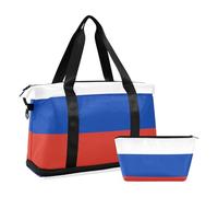 Flag Russia - Bolsa de viaje para llevar para el fin de semana con bolsillo húmedo, correa ajustable, bolsas de lona deportivas para yoga, plegable para hombres y mujeres