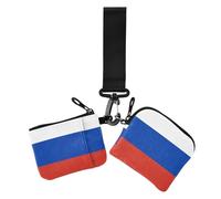 Flag Russia - Cartera para mujer, delgada, portátil, protector de tarjeta de identidad con bolsillo para monedas con cremallera, 2 paquetes, bandera de rusia, 1 size, Casual