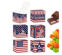 Flag Treat Boxes - Independence Day Patriotic Treat Boxes - 6 Portable Favor Boxes, Colorful Storage Boxes for Family Gathering, White Cardboard 2,76 x 2,76 pulgadas