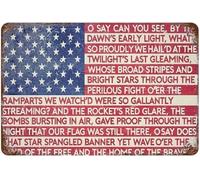 Flag With National Anthem Words Metal Tin Sign 8 X 12 in