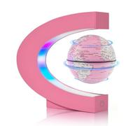 Flagest Globo flotante de levitación magnética, globo rosa levitante en forma de C con luces LED para educación, hogar, oficina, escritorio, regalo creativo de aniversario de vacaciones (3.3 pulgadas)