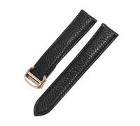 FLAGPVPAGT Correa De Reloj Negra De 17, 23 Y 25 Mm Con Hebilla Plegable, Compatible Con Correas De Reloj Fit For Hombre Tank Solo.(Black rose gold,25mm)