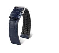 FLAGPVPAGT Correa De Silicona Fit For Reloj Compatible Con Pulseras Impermeables Base Goma 18 Mm, 20 Y 22(Blue silver B,21mm)