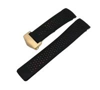 FLAGPVPAGT Pulsera De Reloj Compatible Con Correa De Silicona Suave De 22 Mm Y 24 Mm Fit For Hombre. Correa De Reloj De Goma.(Black-gold,22mm)