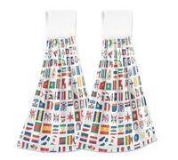 Flags From Around The World - Toallas de mano de cocina con trabillas para colgar, toalla de mano absorbente de forro polar coral, toalla seca suave, toalla seca de secado rápido, decoración de