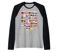Flags of Europe 45 Countries Flags of European Geography Camiseta Manga Raglan