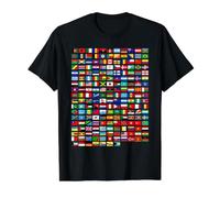 Flags of The Countries of The World Graphic Cool Designs Camiseta gráfica económica, Hombre, Negro, S