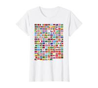 Flags of The Countries of The World Graphic Cool Designs Camiseta gráfica económica, Mujer, Blanco, XL
