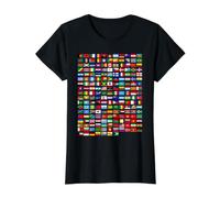 Flags of The Countries of The World Graphic Cool Designs Camiseta gráfica económica, Mujer, Negro, XS