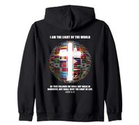 Flags of The World - Christian Faith Cross John 8:12 Light Sudadera con Capucha