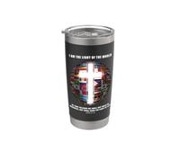 Flags of The World - Christian Faith Cross John 8:12 Light Vaso térmico de acero inoxidable de doble pared