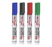 FLAIR Creative Series - Marcador para pizarra blanca borrable en seco (tinta de secado rápido, ideal para pizarra, vidrio y superficie no porosa), color de tinta brillante | Bolsa de 4 tonos