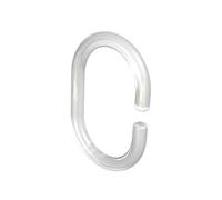 Flair Deco Anillos de Cortina de Ducha, Ducha Anillas Abiertas, Ovalado en Forma de C, 12 Unidades, plástico, Cristal Transparente, 60/42 mm