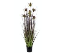 Flair Flower Artificial Gras-Busch con Distel Kunstblume Kunstpflanze Kunstgras Dekogras Grasbüschel Solitärgras Ziergräser Grünpflanze Dorn Wilde Beeren Bodas Party, Burgund, 90x20x20 cm