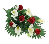 Flair Flower Decoración para Tumba con Rosas Artificiales y Cala, 48 cm, Flores Artificiales, decoración para Cementerio, decoración de Cementerio, decoración de luto, Flores, arreglos, Flores,