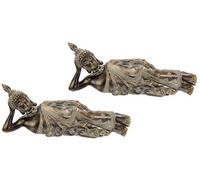 Flair Flower Figura de Buda meditando tumbada Estatua Zen Jardín Figuras Busto Estatua Ornamento Figura de Buda Feng Shui Decoración Jardín Terrazas Balcón Decoración Estatua Buda Escultura Jardín