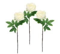 Flair Flower Flores Artificiales, peonías, peonías, Flores Individuales, Flores Artificiales, para Ramos de Flores Artificiales y Ramo de Flores, Juego de 3 Unidades, Color Blanco