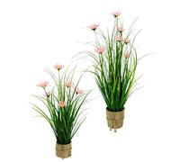 Flair Flower Hierba Artificial con Margaritas en Maceta de Yute, Flores, Hierba, arbusto Artificial, Planta Decorativa