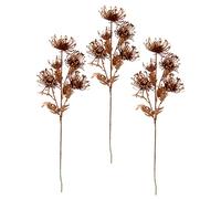 Flair Flower Mini Rama Artificial de Cardo Dorado Metalizado, Juego de 3 Unidades de Rama Artificial, Planta Decorativa de Cardo Noble, Rama Individual, Flor de Invierno, Flores de plástico, Bronce