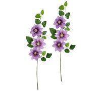 Flair Flower Rama de clemátide Artificial, Rama de ranúnculo, Flor de Tallo, Flores Artificiales, para Ramos de Flores Artificiales y Ramos de Flores Decorativas, Juego de 2 Unidades