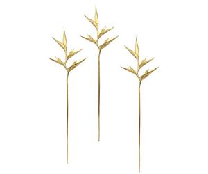 Flair Flower Rama de decoración exótica Heliconia Ramita Artificial Tropical Flor para Jarrón Arreglo Arreglo Flor de Plástico Arreglo Flores Ramas Boda Nochevieja Hawaii Fiesta Decoración Oro, 74 cm