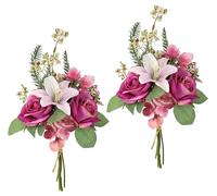 Flair Flower Ramo de Flores Artificiales, 35 cm, Juego de 2 Ramos de Flores de Seda, decoración de Boda, Centro de Mesa, decoración de Mesa, decoración de Tumba, Color Rosa