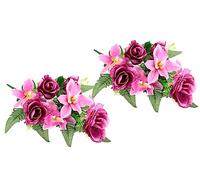 Flair Flower Ramo de Flores Artificiales con Rosas Artificiales, Lirios, arreglos de arreglo, Ramo de Flores Artificiales, decoración para Tumba, Cementerio, orquídeas/Rosas