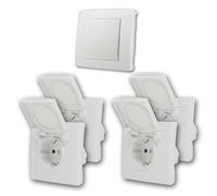 FLAIR Juego de 5 piezas resistente a la humedad M IP44: enchufes e interruptores empotrables con marco, color blanco, terminales de tornillo para baños, sótanos y áreas interiores