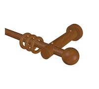 Flairdeco Barra de Cortina de 20 mm de diámetro, 1 vía, Tipo Bola, Madera, Cerezo Lacado, 160 cm