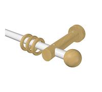 Flairdeco Barra de Cortina de 20 mm de diámetro, 1 vía, Tipo Bola, Metal Madera Acero aleado, Blanco/Haya lacada, 100 cm