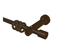 Flairdeco Barra de Cortina de 20 mm de diámetro, 1 vía, Tipo Tapa, Madera, Nogal Lacado, 100 cm
