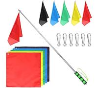 Flajera de entrenamiento de caballos Equipo de entrenamiento de caballos, 5 piezas de 17x17 pulgadas Bandera con bandera y hebillas telescópicas de 47 pulgadas, guía turístico portátil con no desliza