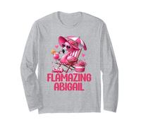 Flamazing Abigail Pink Flamingo Tropical Beach Scene Mujer Manga Larga